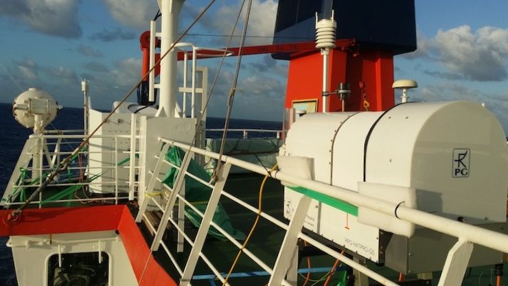 Ground-based remote sensing: LIMHAT and LIMRAD employed at the research ship Meteor during a measurement campaign in the Caribbean in 2020. Photo: Heike Kalesse / University of Leipzig