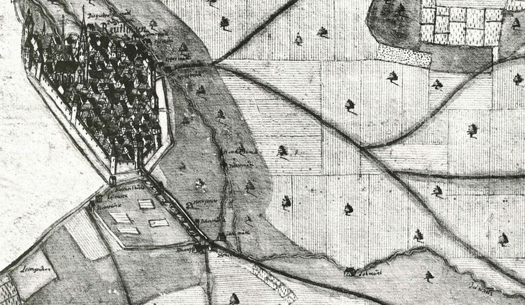 Echaztal Reutlingen Kiesersche Forstkarte 1680er Jahre, Quelle: © Landesmedienzentrum Baden-Württemberg