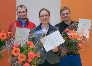 Die Gewinner der BuildMoNa-Awards 2014: Martin Treß (links), Marco Braun und Wilma Neumann