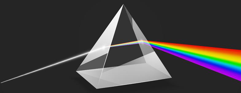 zur Vergrößerungsansicht des Bildes: Zerlegung des Lichts in seine Spektralfarben durch ein Prisma