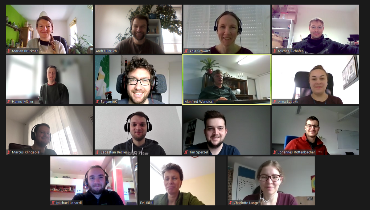 enlarge the image: Screenshot of team members during Zoom meeting. Photo: André Ehrlich / Leipzig University