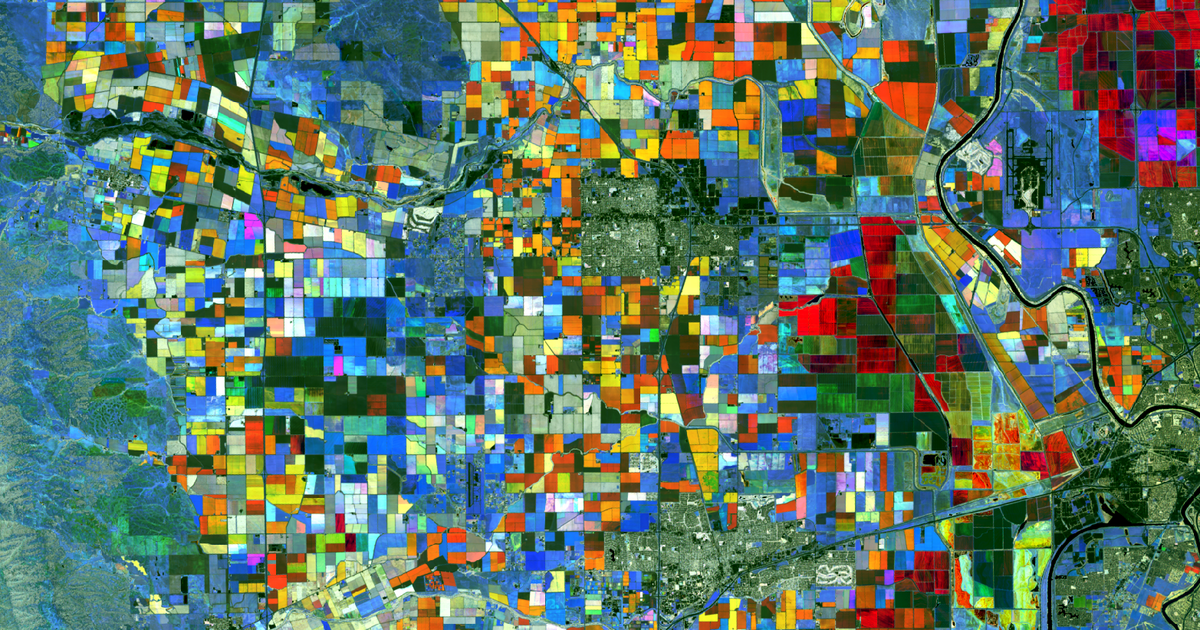 enlarge the image: Visualised time series of vegetation index values from the Landsat 8 satellite from the Sacramento Valley in California (USA)