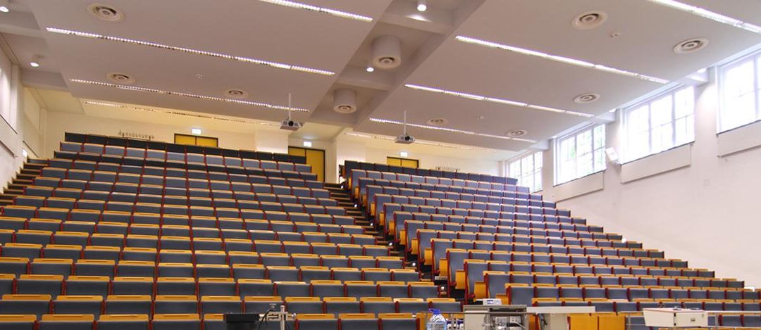 View of the Large Lecture Hall at Linnéstraße 5 from below